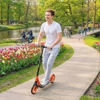 HOMCOM Folding Kick Scooter for 14+ w/ Adjustable Height in Orange