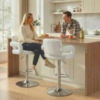 HOMCOM Bar Stools Adjustable Swivel with Armrest Set of 2 White