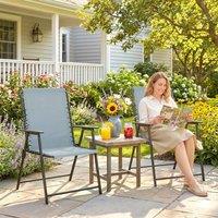 OUTSUNNY Folding Garden Chairs, Outdoor Chairs Set of 2, Light Grey