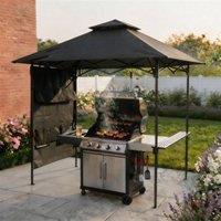 Home Source Folding BBQ Gazebo Outdoor Garden Marquee Tent with Accessory Pack in Black