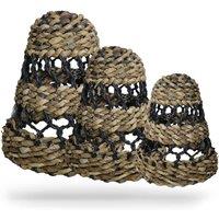 KDMD Natural Banana Leaf & Hitam Raffia Lamp Shades - Set of 3