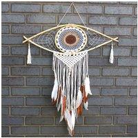 KDMD Large Macrame Evil Eye Dream Catcher - Protection & Decor in Brown