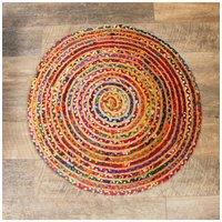 KDMD Handmade Round Jute & Cotton Rug - 90cm | Size: Medium