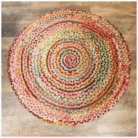 KDMD Handmade Round Jute & Cotton Rug - 120cm | Size: Medium