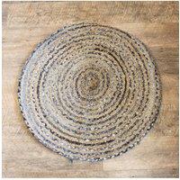 KDMD Handmade Round Jute Denim Rug - 90cm, India | Size: Medium