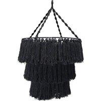 KDMD Elegant Black Macrame Chandelier - Hand-Woven Boho Decor, 80cm