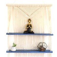 KDMD Natural Blue Macrame Hanging Shelves for Home & Office Decor