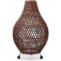 KDMD Natural Rattan Table Lamp - Dark Brown, Boho & Rustic Style, 39cm in Dark Brown