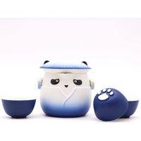 KDMD Sky Blue Panda Teapot & 3 Cups Set - Playful Tea Time Gift
