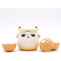 KDMD Orange Panda Teapot & 3 Cups Set - Cute Tea Gift & Decor