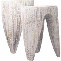 KDMD Interlocking Table/Stool set of 2 - Lrg Whitewash in White