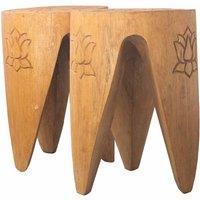 KDMD Interlocking Table/Stool set of 2 - Natural in Brown