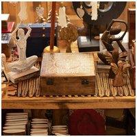 KDMD Extra Large Mango Wood Moon Goddess Storage Box for Crystals & Tarot in Brown