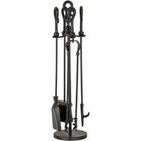 KDMD Black Crook Top Companion Set - Elegant Industrial Fireplace Accessory
