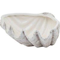 KDMD Siren Medium Ceramic Shell Bowl - Coastal Decor Accent in White