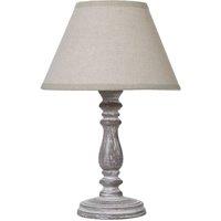 KDMD Setia Rustic Column Table Lamp with Linen Shade for Cozy Decor in Beige