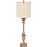 KDMD Pallido Candlestick Table Lamp with Linen Shade - Amalfi Collection in Brown