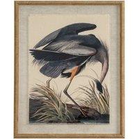 KDMD Flora & Fauna Heron Wall Art in Beaded Linen Frame in Brown
