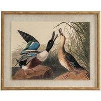 KDMD Flora & Fauna Mallard on Linen with Beaded Frame Artwork in Brown