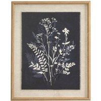 KDMD Flora & Fauna Beaded Frame Linen Botanical Wall Art in Brown