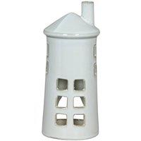 KDMD Rhea Large Nautical Lighthouse Tealight Holder - Coastal Ceramic Decor in White