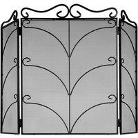 KDMD Heavy Large Black Ornate Fire Screen - Stylish Fireside Protector