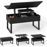 Costway Lift Top Coffee Table 3-in-1 Convertible Coffee Table Cocktail Table in Black