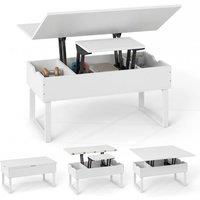 Costway Lift Top Coffee Table 3-in-1 Convertible Coffee Table Cocktail Table in White