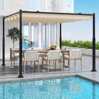 Costway 310 x 310cm Outdoor Pergola Modern Sunshade Pavilion Grill Gazebo in Beige | Size: 310 x 310 cm
