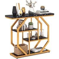 Costway 100CM Console Table 4-Tier Modern Entryway Table w/ Storage Shelves in Black