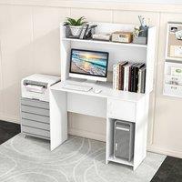Costway Modern Computer Desk Home Office Writing Study Desk w/ Display Shelf in White