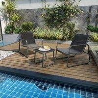Costway 3 PCS Patio Conversation Set Outdoor Bistro Set w/Tempered Glass Table in Black