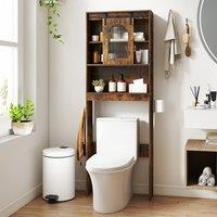 Costway Over Toilet Storage Cabinet Bathroom Organizer w/Toilet Paper Holder in Brown