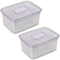 Havendro 2PCS 1.6L Fridge Organiser Container Basket Food Fruit Storage Box in Clear