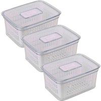 Havendro 3PCS 1.6L Fridge Organiser Container Basket Food Fruit Storage Box in Clear