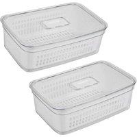 Havendro 2PCS 3.6L Fridge Organiser Container Basket Food Fruit Storage Box in Clear