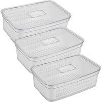 Havendro 3PCS 3.6L Fridge Organiser Container Basket Food Fruit Storage Box in Clear