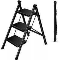 Havendro 3 Step Ladder Folding Portable Compact Anti-Slip Mat in Black