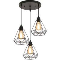 Goeco Industrial Chandelier Vintage Style Cage Lampshade E27 Pendant Light in Black