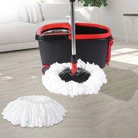 Cleanflo Spin Bucket Set Wet Dry Stainless Steel 360 Rotating 2 Floor Mop Head in Black