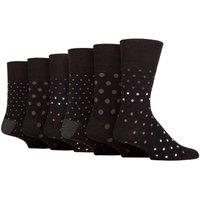 SOCKSHOP Gentle Grip Men's 6 Pack Non Elastic Loose Top Bamboo Socks in Jet Black | Size: 6-11