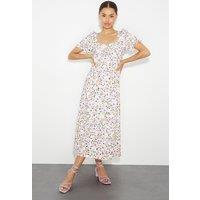 Dorothy Perkins Women's Petite Floral Sweetheart Puff Jersey Midi Dress | Size: 14
