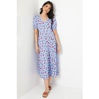 Dorothy Perkins Women's Rose V Neck Short Sleeve Jersey Midi Dress in Blue | Size: 18