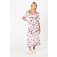 Dorothy Perkins Women's Ditsy Floral Sweetheart Neck Midi Dress | Size: 8