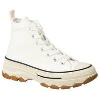 IVACHY Women's High Top Canvas Casual Comfy Daily Wear Chunky Flatform Wedge Trainers in White | Size: 6