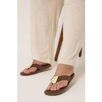 Yours Women's Disk Sandals In Extra Wide EEE Fit in Chocolate | Size: 8EEE