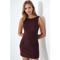 Hiccup Women's Fitted Mini Dress with Shorts in Burgundy | Size: Medium