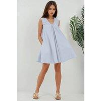 Hiccup Women's Mini U Collar A-Form Dress in Baby Blue | Size: XS