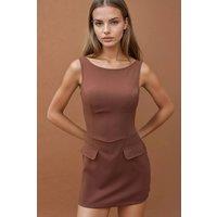 Hiccup Women's Fitted Mini Dress with Shorts in Chocolate | Size: Medium