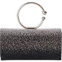 MODISHION Women's Rhinestone Evening Clutch Bag with Ring Handle in Black